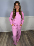 Buttery soft loose pant set- candy pink