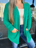 Kelly Green popcorn cardigan