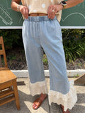 Crochet lace bottom jean