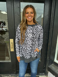 White leopard long sleeve top