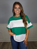 Striped French terry top- Kelly green