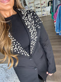 Black rhinestone & pearl blazer