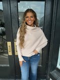 Beige boat neck oversized sweater