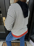 Black & white striped hoodie
