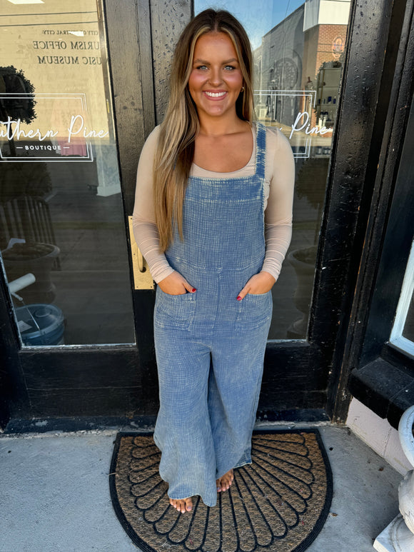 Dusty blue overalls