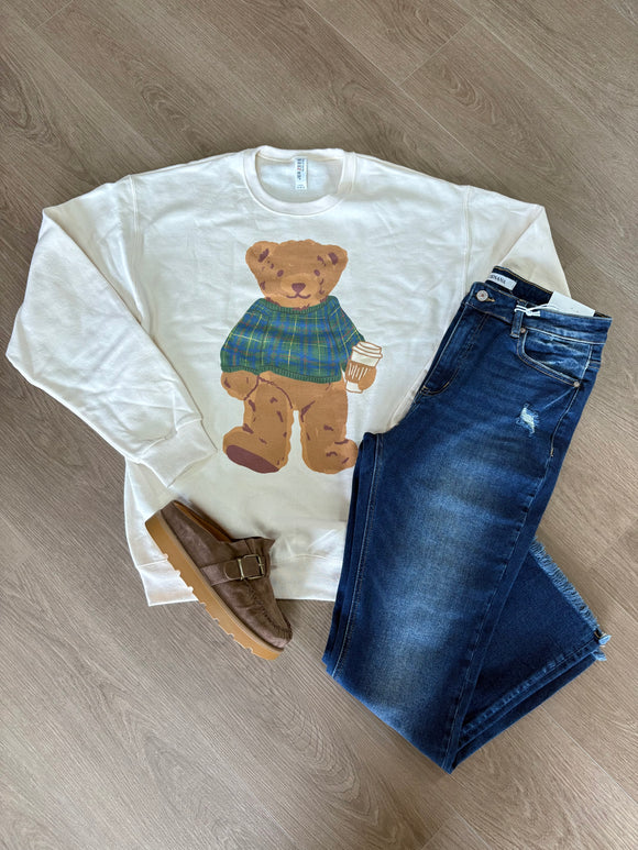 Cozy plaid bear sweatshirt