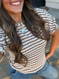Brown & cream striped top