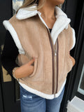 Khaki contrast luxury fur vest