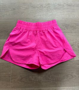 High waisted athletic shorts- fuchsia