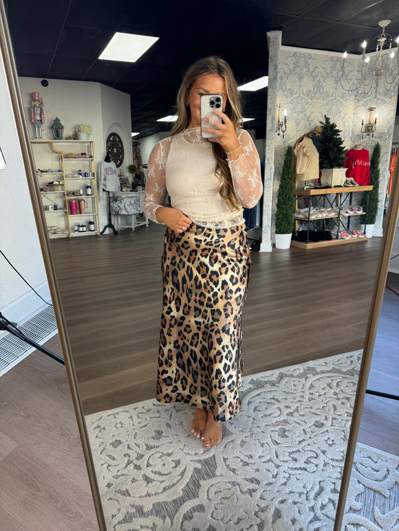 Cheetah print midi skirt