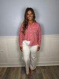 Red & white striped button down