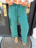 Ribbed cargo style pants- hunter green