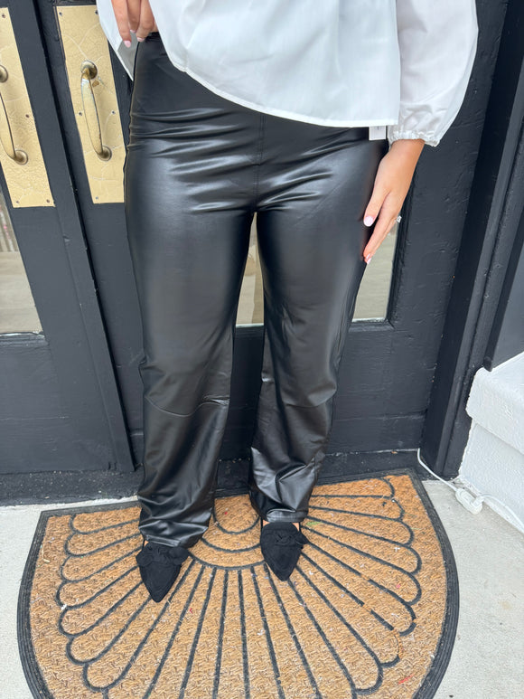 Flared leather leggings