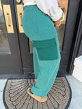 Ribbed cargo style pants- hunter green
