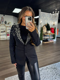 Black rhinestone & pearl blazer