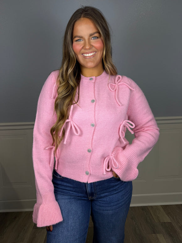 Pink bow cardigan