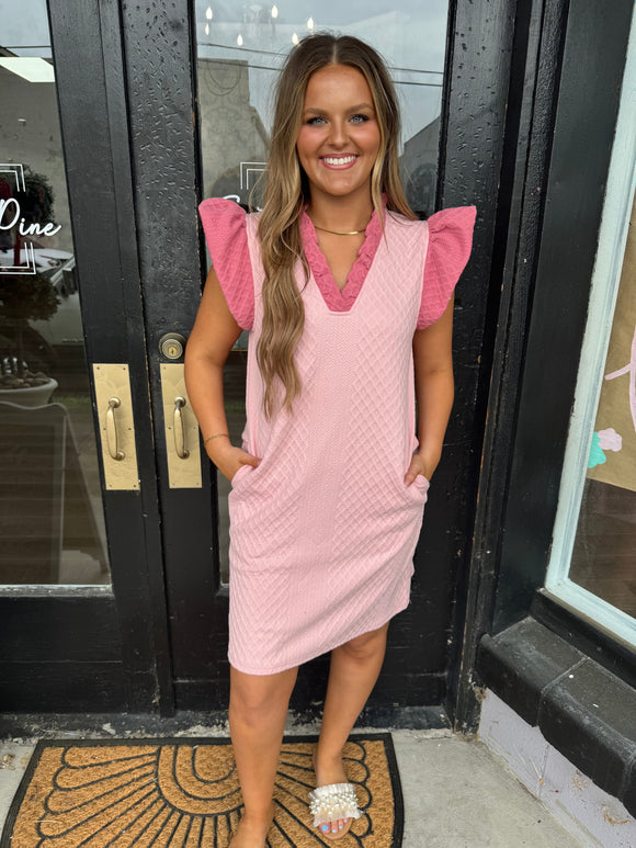 Two tone pink quilted dress