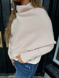 Beige boat neck oversized sweater