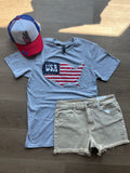 USA flag patchwork tee