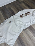 Cross / JESUS SAVES reversible mock neck