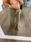 Mocha acid wash flared pants