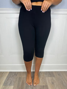 Cotton capri legging- black