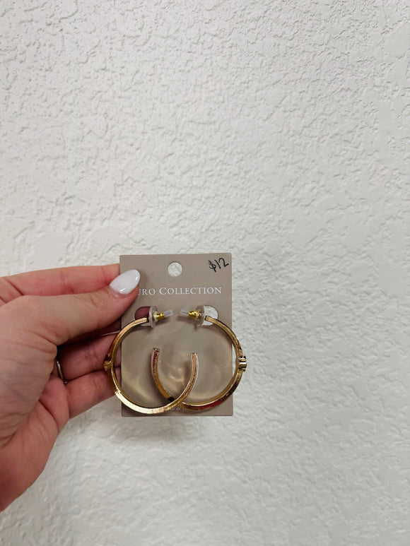 White & gold hoop earrings