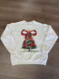 Rhinestone bow christmas tree sweatshirt
