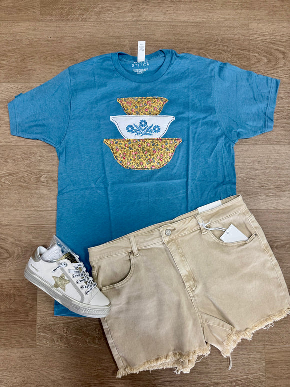 Vintage bowl set patchwork tee