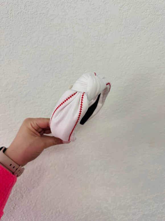 Baseball stitched knotted headband