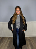 Black hoodie fleece cardigan