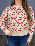 Beige cherry sweater