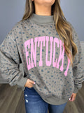 Pink & floral Kentucky/KY reversible mock neck crewneck