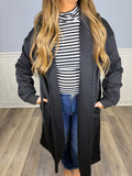 Black hoodie fleece cardigan