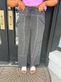 Black mineral wash pants