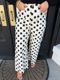 Polka dot print wide pants