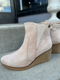 Nude suede wedge booties