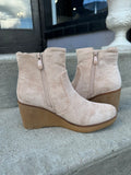 Nude suede wedge booties