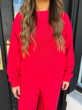 Cloud knit long sleeve set/ ruby