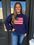 Navy American flag sweater