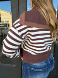 White & brown collared sweater
