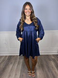 Navy cheetah print dress