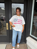 American flag lace trim patch top