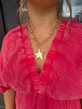 Hammered Star Chain Necklace: GD