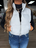 Grey zip up puffer vest