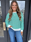 Green striped textured long sleeve