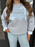 Gingham cheer mustang crewneck