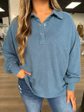 French terry henley sweatshirt - deep sea