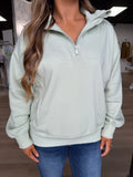 French terry fleece quarter zip - eucalyptus