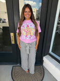 Striped wide leg pants